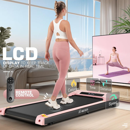 Walking Pad under Desk Treadmill for Home Office with App Control 2.5 HP Compact Electric Treadmills with Remote Control,300Lbs Weight Capacity,Ultra-Quiet & Installation-Free